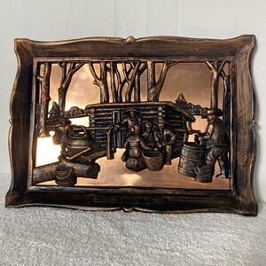 Vintage Coppercraft 3D Wall Art Copper Metalware Plaques Maple Sugar Time